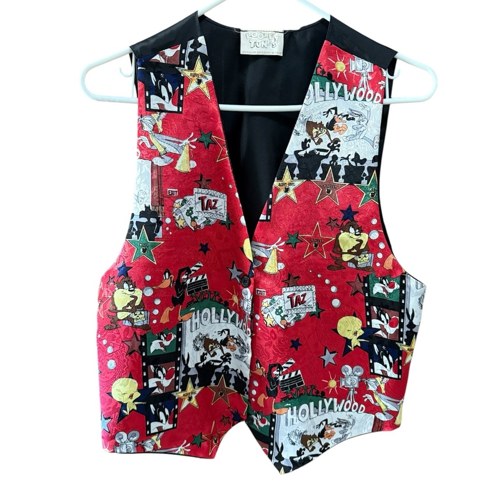 Looney Tunes Vest 90s Hollywood Red Bugs Bunny Tweety Bird Taz Sylvester Sz S